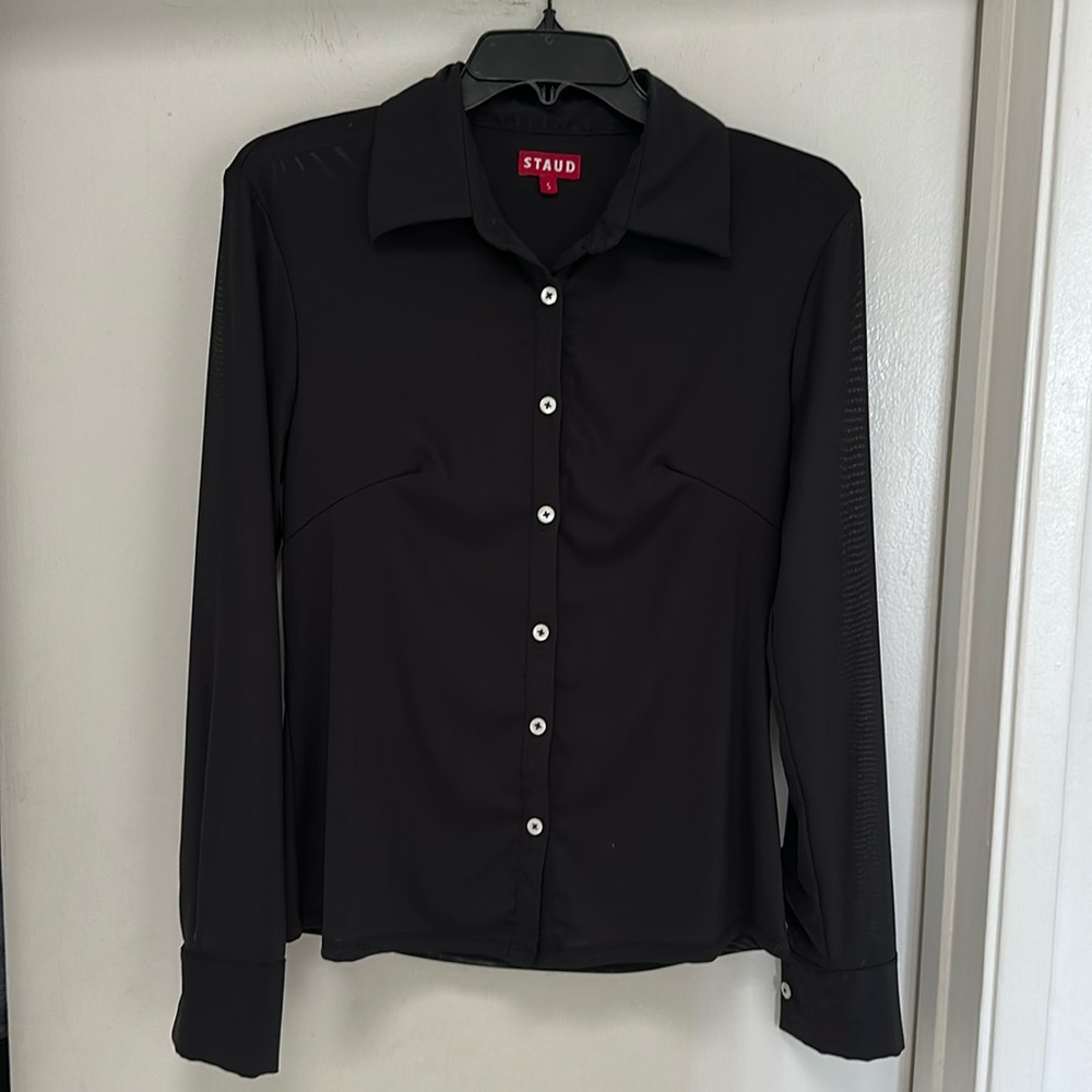Staud Women's Black Button-Up Top - size Small